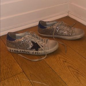 GGDB size 37 silver sparkles black and blue